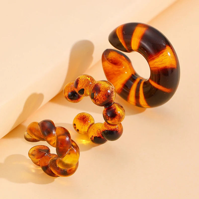 1 Piece Round Leopard Print Ear Clips Earrings For Women C Shape No Piercing Fake Cartilage Ear Cuff Female Jewelry Accessories