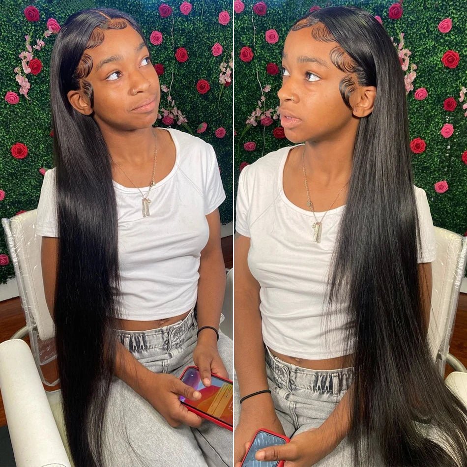 Hd Lace Frontal Wig 13x6 13x4 Lace Front Wig Human Hair 30Inch Bone Straight Transparent Lace Human Hair Wigs 4x4 HD Closure Wig