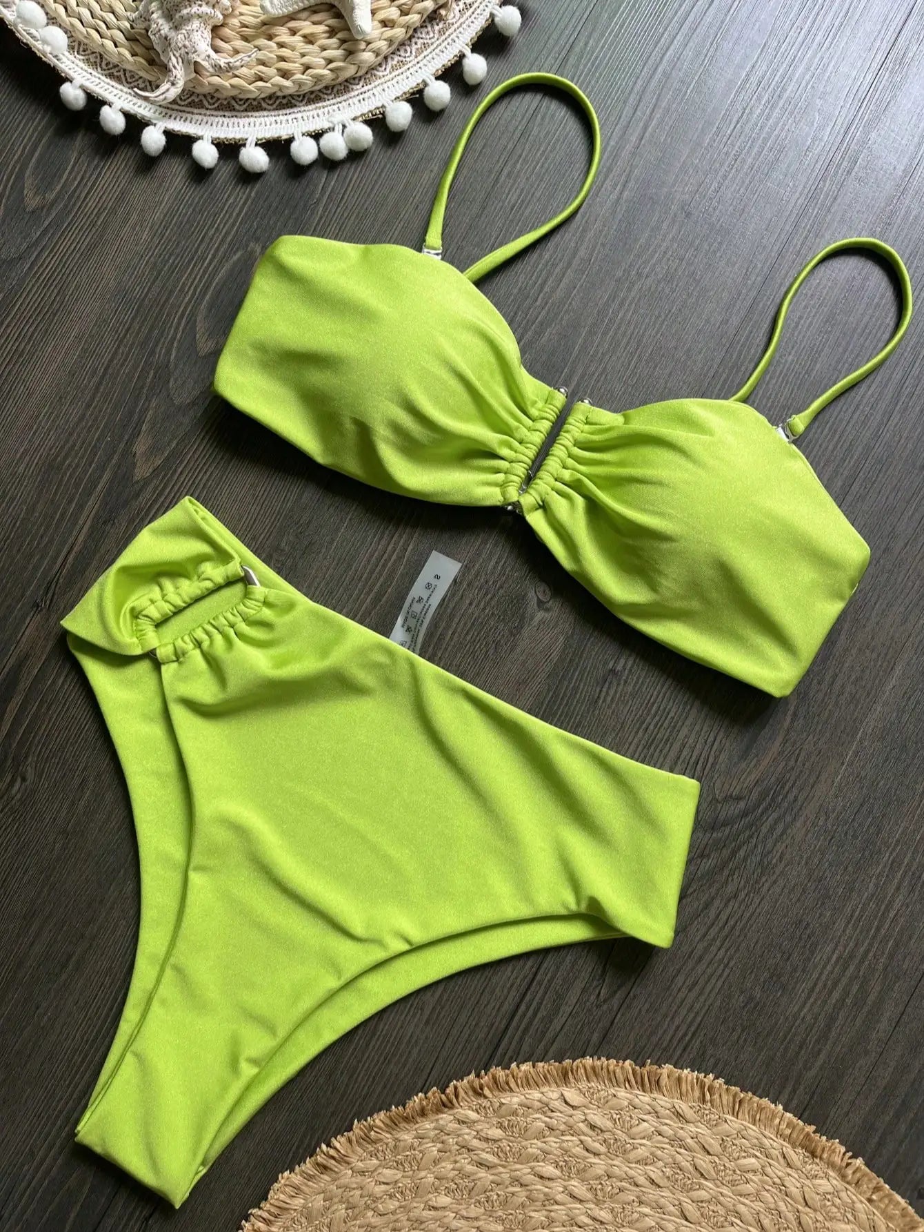 Bandeau Bikini Push Up Women Swimsuits 2026 Sexy Female Swimwear Brazilian Bikini Set Thong Biquini Swim Suits Solid Beachwear