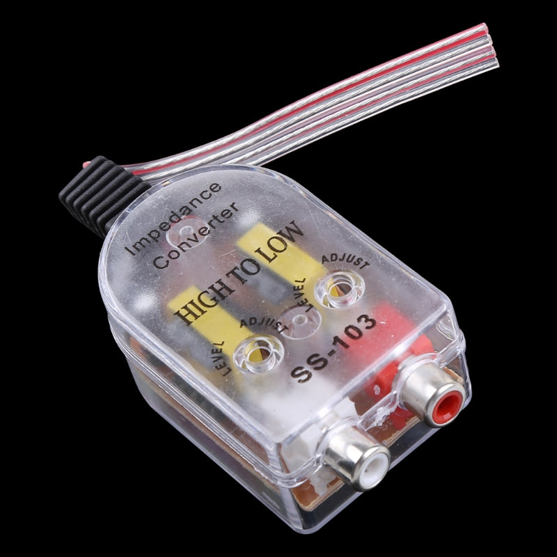 Car Stereo  12V RCA Speaker Amplifier High To Low Level Line Output Converter Adapter Wiring Adjustable Auto Part