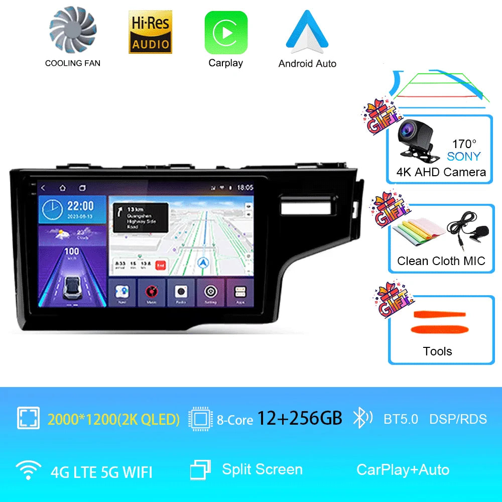 2K Screen Android 16 Carplay Multimedia Radio Player for HONDA FIT JAZZ 2014-2020 DSP 2din Autoradio Stereo Head Unit