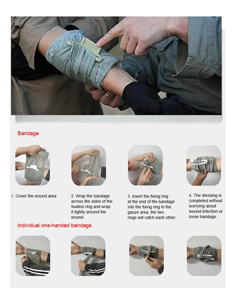 4inch/6inch Medical Trauma Kit Israeli Bandage Emergency First Aid for Outdoor Camping Hiking - Wound Care Security Protection