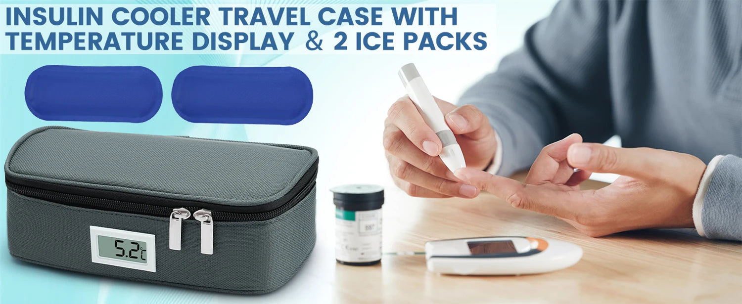 Insulin Refrigeration Small Refrigerator Convenient Medicine Refrigerator With 2 Ice Packs LED Temperature Display OutdoorTravel