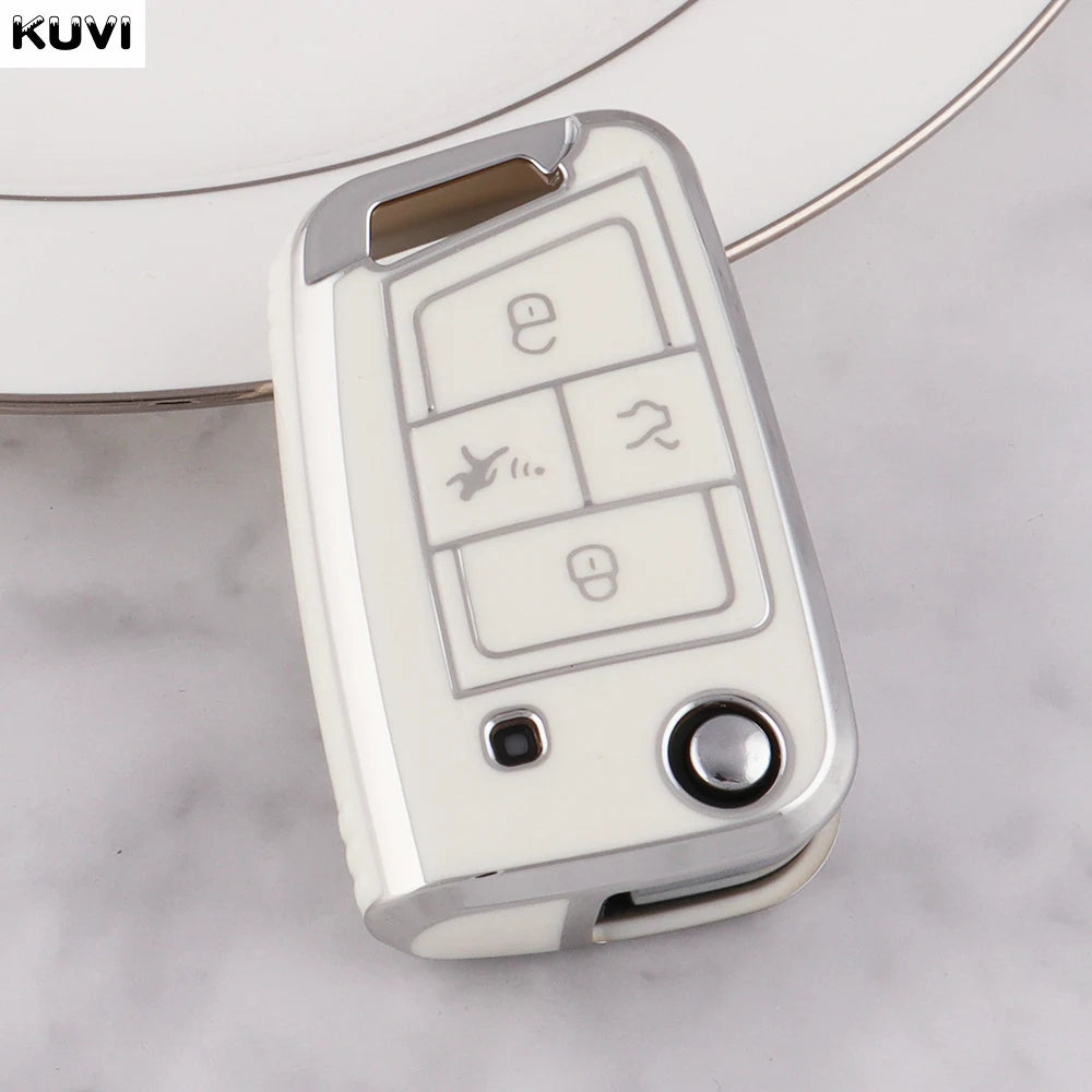 3 4 Buttons TPU Car Key Case Cover Fob For VW Volkswagen Golf 7 MK7 Tiguan MK2 For SEAT Ateca Leon FR 2 Ibiza For Skoda Octavia