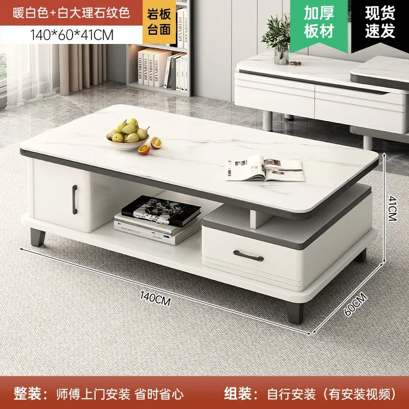 Modern LED TV Stand for Televisions Up Coffee Table Glass Shelves and Drawer Gaming Entertainment Center with Multiple Cabinet