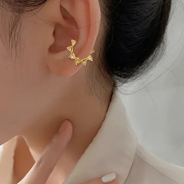 New Fashion Zircon Double-layer Ear Cuff No Piercing Earring 2023 Trendy Punk Unique Metal Geometric Ear Clip for Women Jewelry
