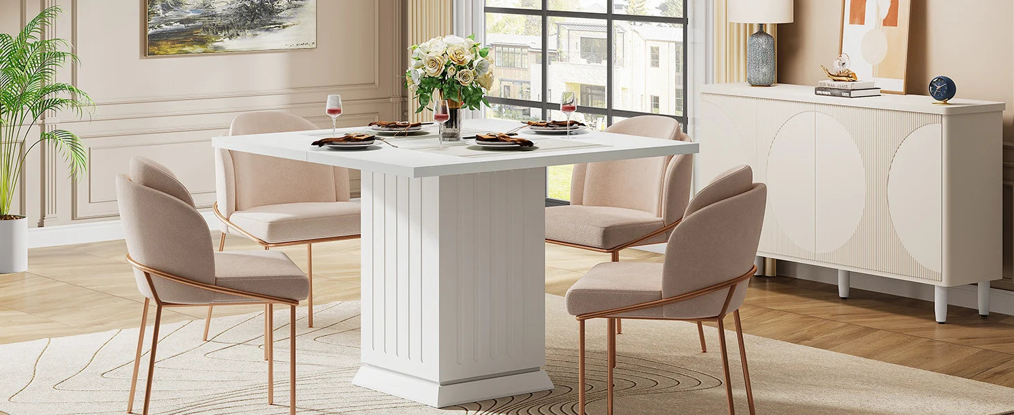 Tribesigns Square Dining Table with 2 Placemats, Modern Engineered Wood Small Dinner Kitchen Table for 4 People