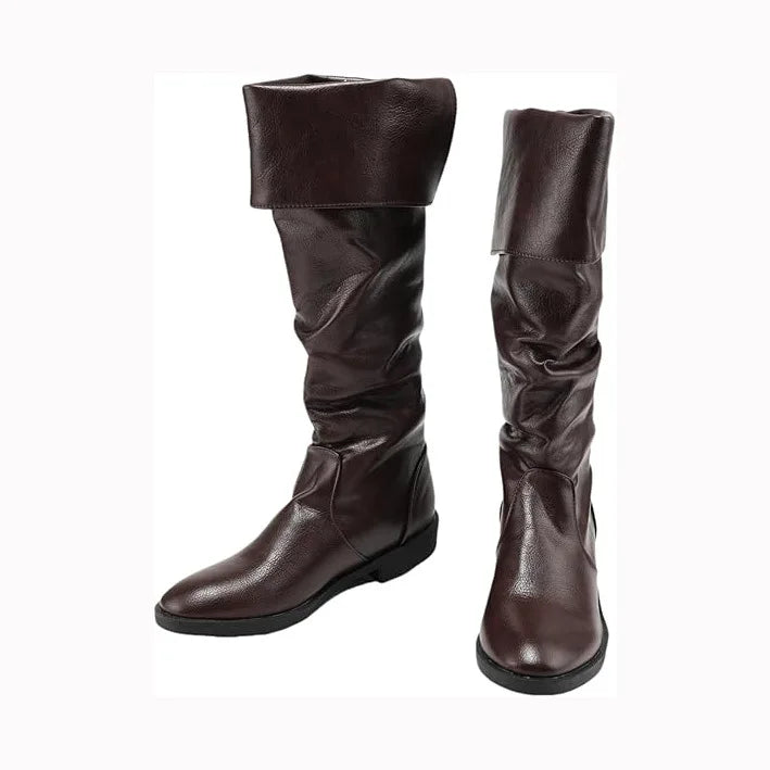 Renaissance Medieval Viking Pirate Boots Western-style Black Knight Boots Flat Jazz Boots Unisex Mid-calf Gothic Cosplay Boots