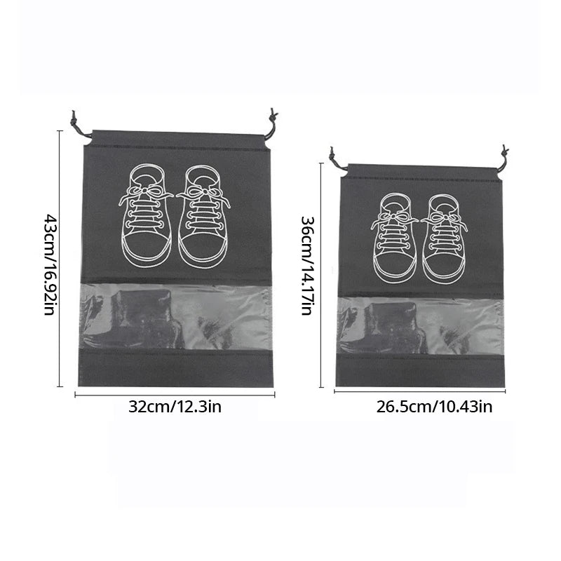 5pcs Shoes Storage Bag Closet Organizer Non Woven Travel Portable Bag Waterproof Pocket Clothing Classified Draw Hanging Bag