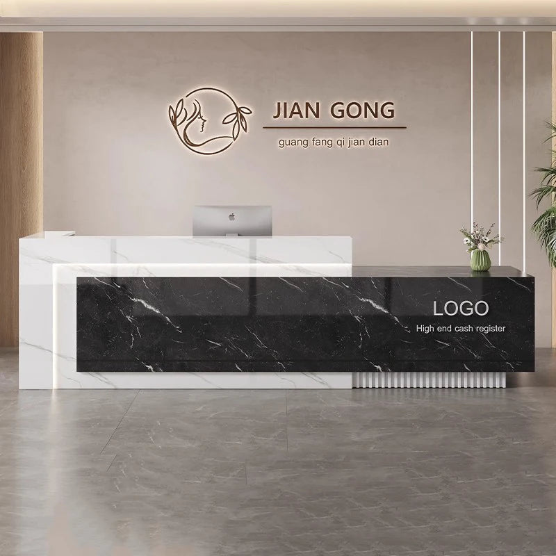 Customized Premium Desk Table Glamour Luxury Simple Elegant Reception Desk Modern Design Recepcion Mostrador Office Furniture