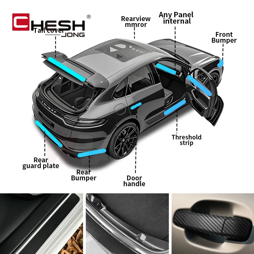 3D Carbon Fiber Car Sticker Paste Protector Glossy Black Vinyl Wrap Film Car Wrap Sheet Film Waterproof Protection Accessories