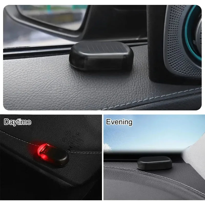 Solar Powered Car Fake Security Light Blue/Red Light Simulated Dummy Alarm LED Fake Security Light Wireless Strobe Signal Alarm