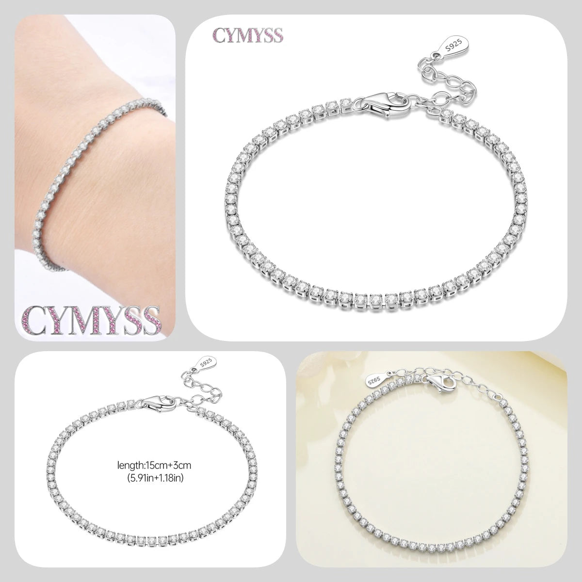 Original 925 Sterling Silver Zirconia Tennis Chain Bracelet for Women Adjustable Gold Color Hot Sale Ideal Birthday Party Gifts