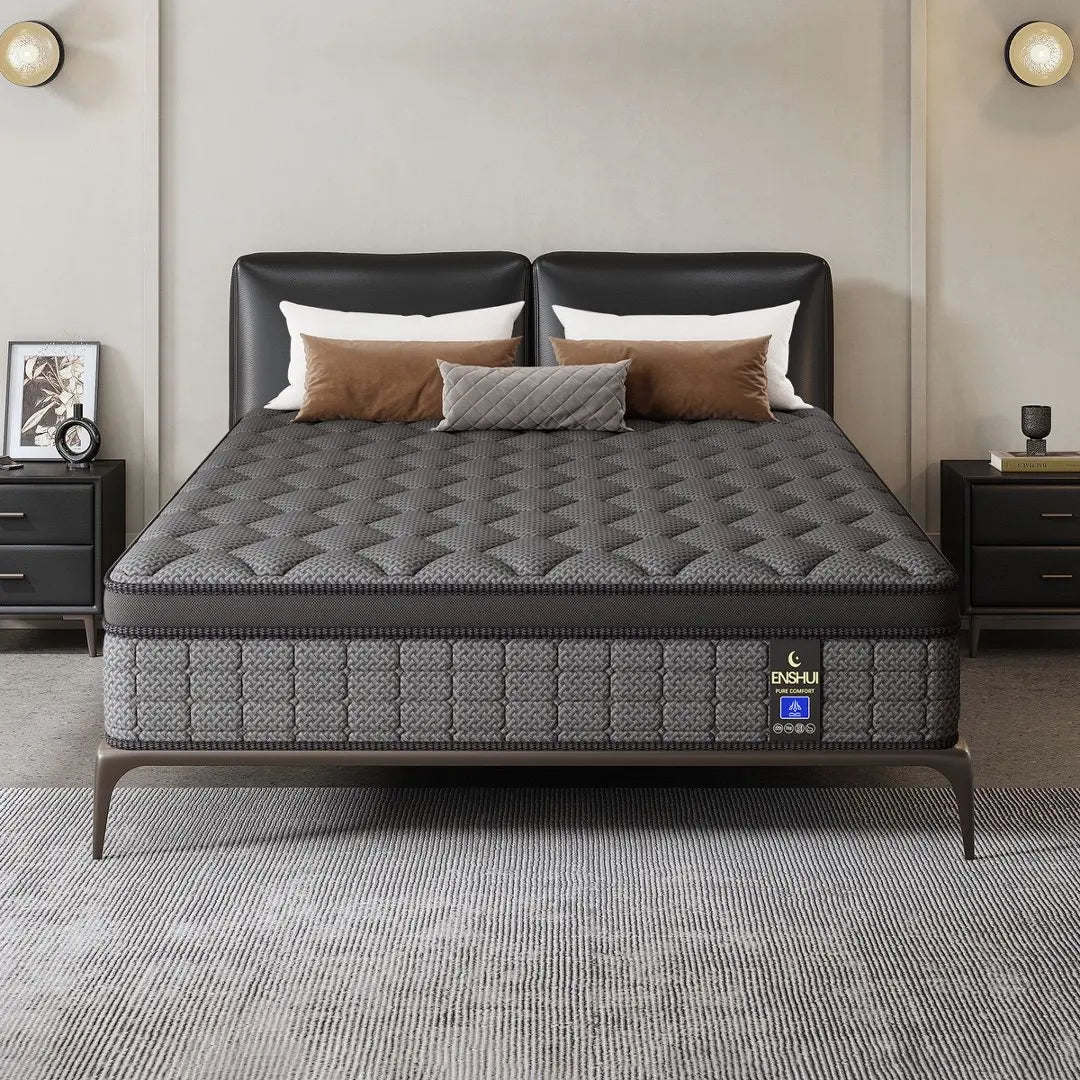 ENSHUI 12/14 Inch Queen & King Mattress In A Box – Gel Memory Foam With Cooling Technology, Medium-Firm Feel, Motion Isolation & Edge Support, Breathable Polyester Cover, Twin/Full/Queen/King Sizes, Durable & Easy To Clean