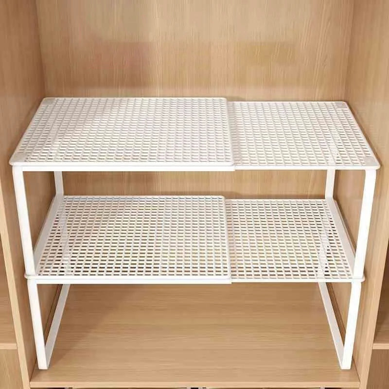 1pc Wardrobe Scalable Layered Partition Board Stackable Large-capacity Shelf Shoe Cabinet Sorting Board Wardrobe Organizer