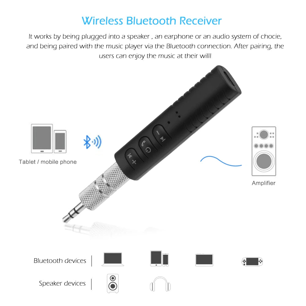 2 In 1 Car Wireless Bluetooth Receiver 3.5mm Jack AUX Audio Car Wireless Audio Receiver Cell Phone 5.0 Speaker Adapter Handsfree