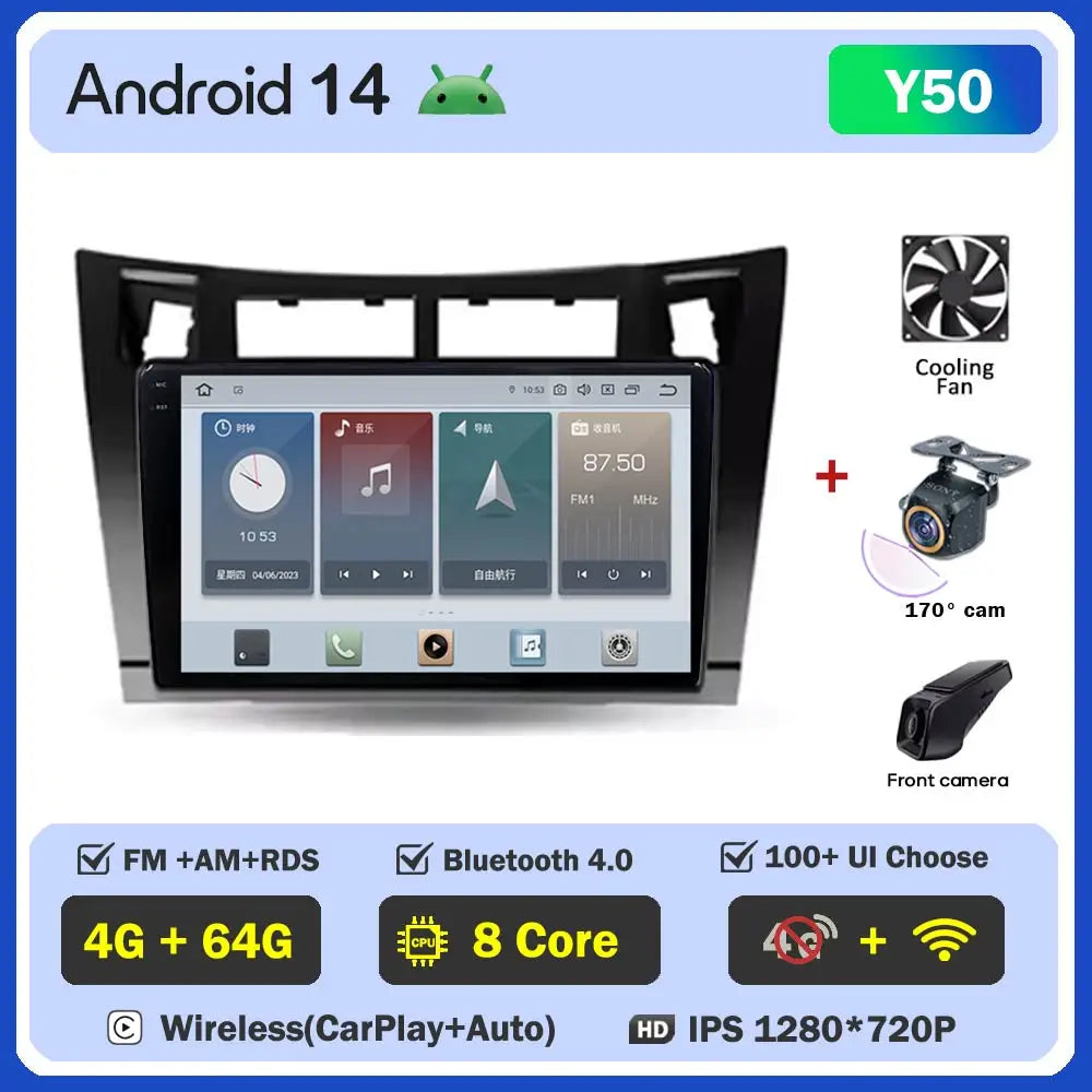 Car Radio Android 16 For Toyota Yaris 2 XP90 2005 - 2012 Auto Multimedia Stereo Dash Cam Screen GPS Head Unit Navigation DVD BT