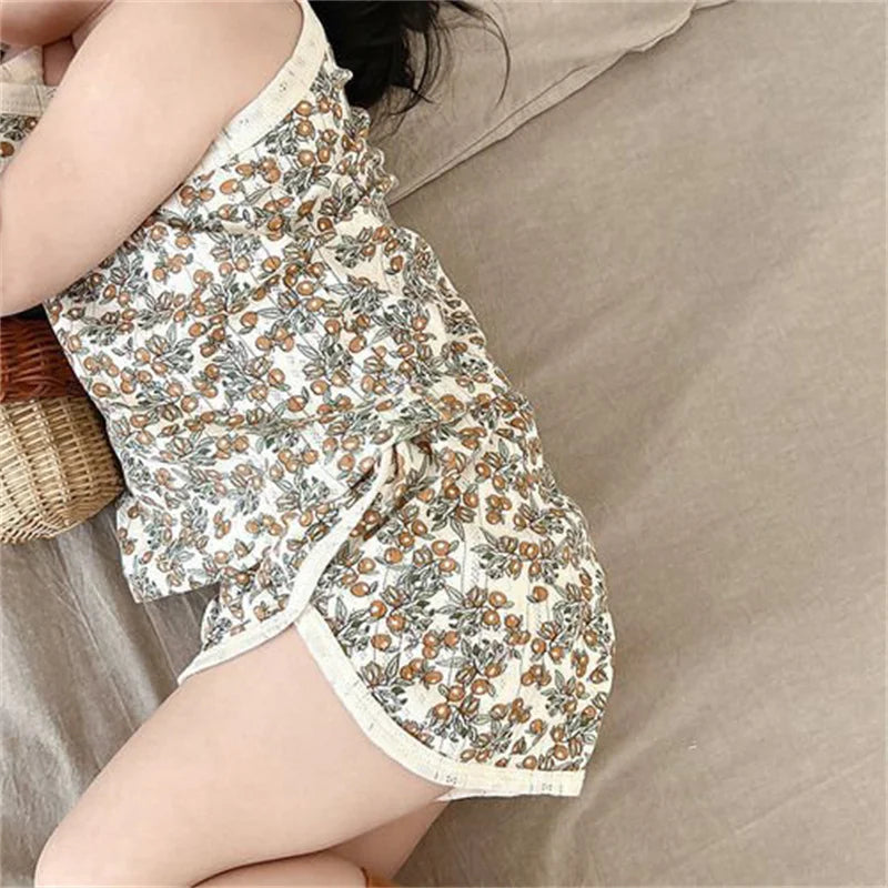 2026 New Kids Tops+shorts Set Summer Thin Baby Cotton Vest Sleeveless Loungewear Set for Girls Suit