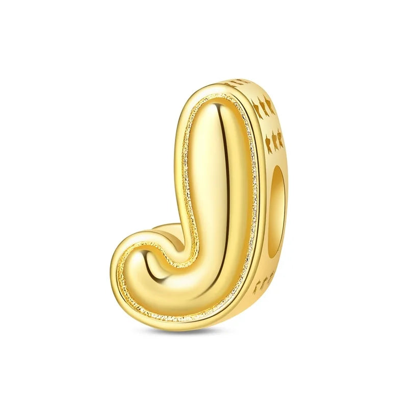 New Hot Sales 925 Sterling Silver 26 Golden Letters Charms Bead Fit Original Bracelet DIY Women Birthday Jewelry Gifts
