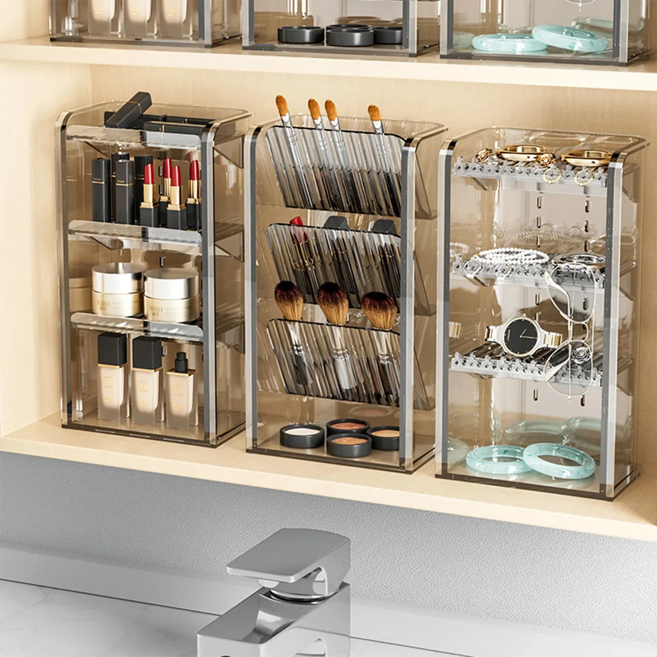 Makeup Organizer Cosmetic Lipstick Jewelry Display Cases Stackable Storage Box Brush Holder Bathroom storage organization