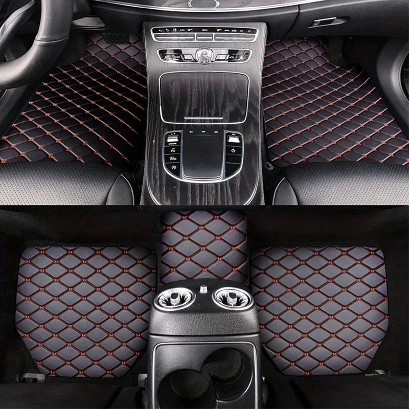 Universal 5Pcs Car Floor Mats PU Leather Waterproof Dust-Proof Auto Foot Pad Protector Pads Fashion Car Foot Pad