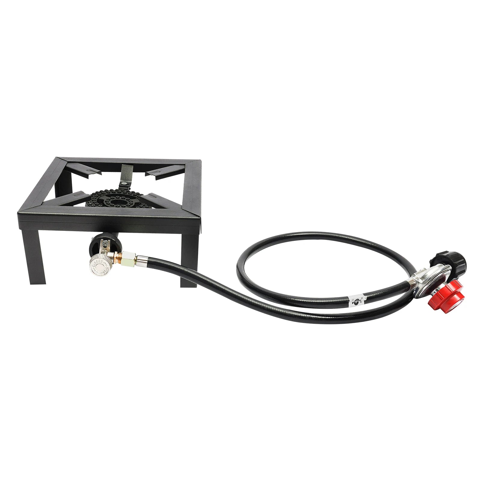 Outdoor Gas Stove Propane Cooker with Adjustable 0-10PSI，8000W Black Camping Portable Single Burner Stove