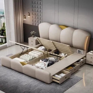 Bedroom Drawer Bed Twin Bedside Table Princess Sleeping Bed Storage Lounge Frame Muebles Para El Hogar House Accessories