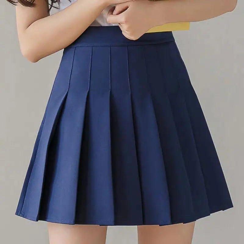 2025 High Waist Skirt Womem Solid Black Preppy Pleated Mini Skirt Summer Fashion Korean A-Line Short Skirt Girl Y2k Cute Skirt