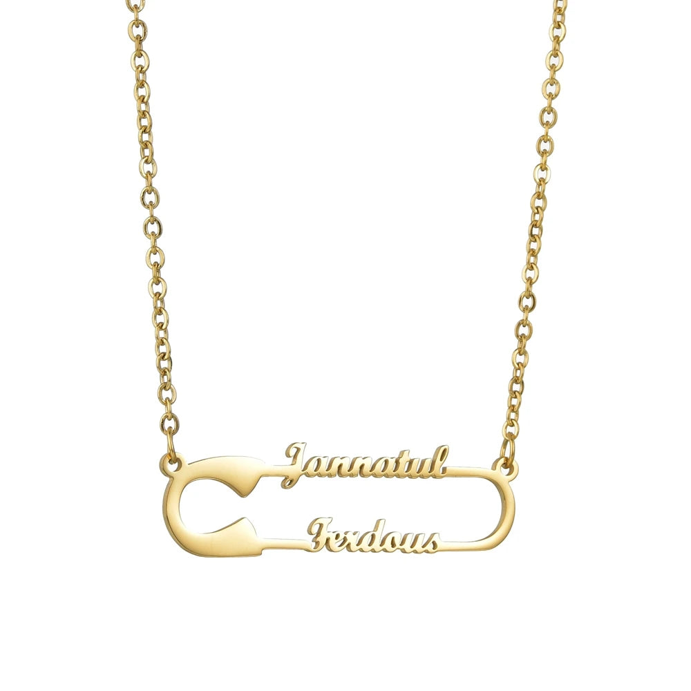 Atoztide Personalized Custom 2 Names Pendant Necklace for Women Stainless Steel Stone Heart Fashion Christmas Jewelry Gift
