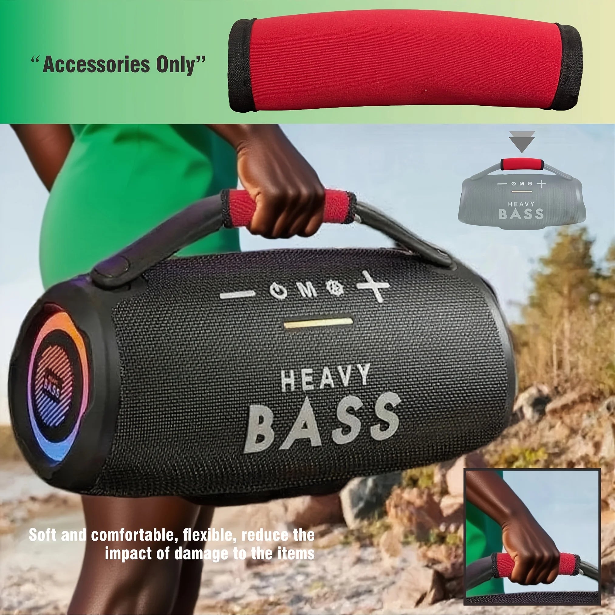 Heavy-Duty Subwoofer Handle Wrist Strap - Red Fabric Car Stereo Accessory with Non-Slip Grip, Compatible with Car Amplifier Spea