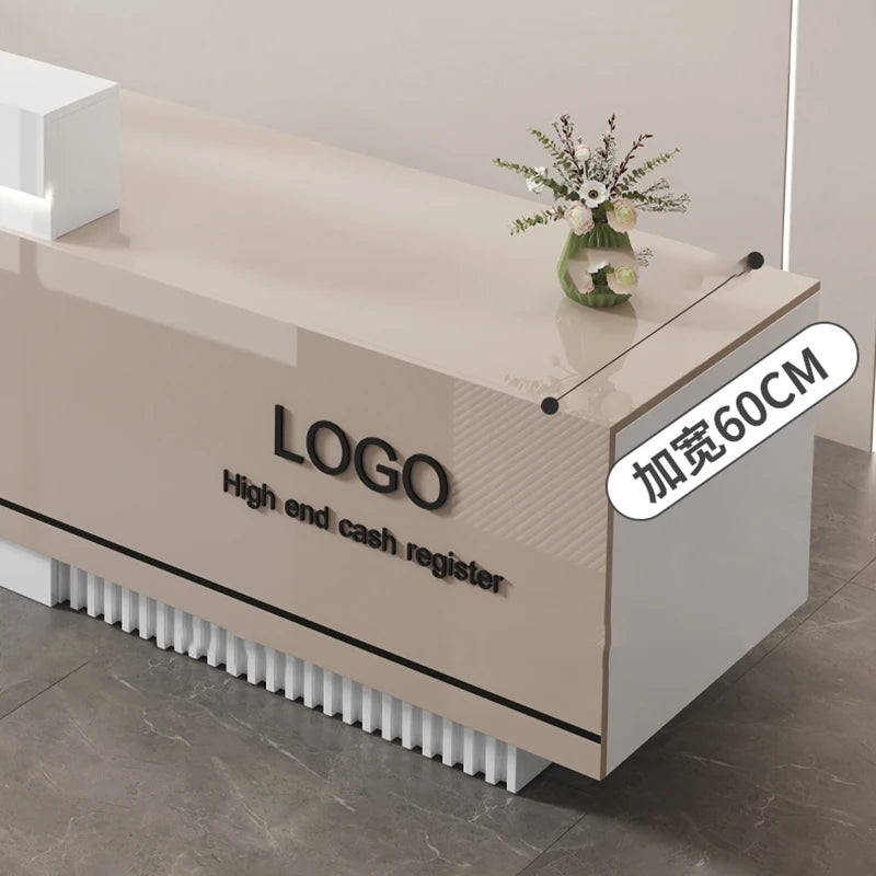 Customized Premium Desk Table Glamour Luxury Simple Elegant Reception Desk Modern Design Recepcion Mostrador Office Furniture
