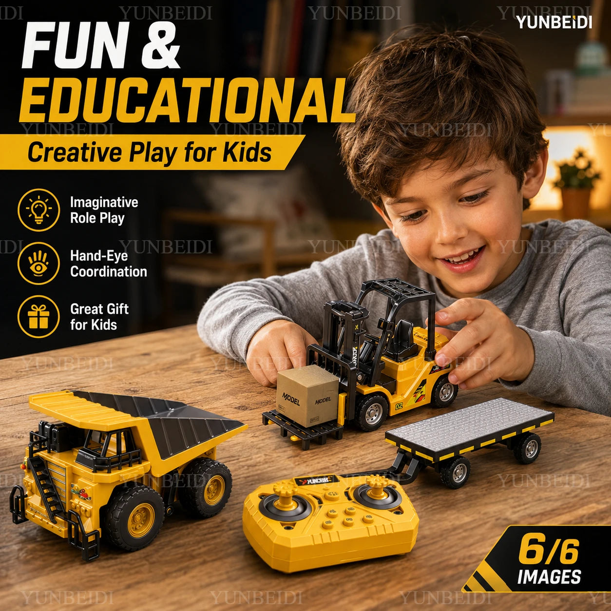 1:64 RC Mini Alloy Car Forklift with Trailer Excavator Desktop Game 2.4G Remote Control Engineering Lift Truck Child's Toy Gifts