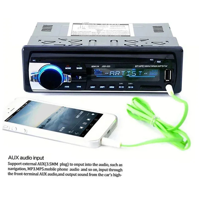 Car MP3 Player Stereo 12/24V 60W Bluetooth Audio Radio Car Truck Usb Bluetooth Handsfree Call Car USB Card Insert MP3 Radio Kit