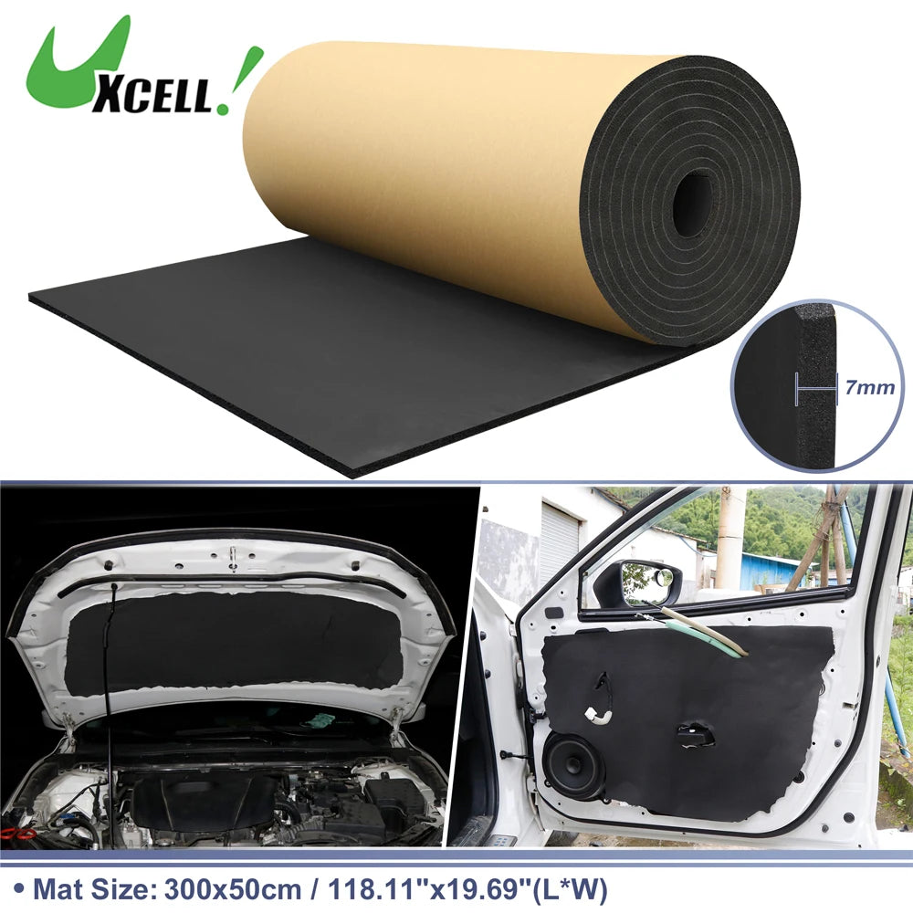 Uxcell 200X50cm 5mm 8mm 10mm 10.76sqft Car Acoustic Foam Floor Tailgate Sound Insulation Deadener Mat Noise Reduction Pad Black