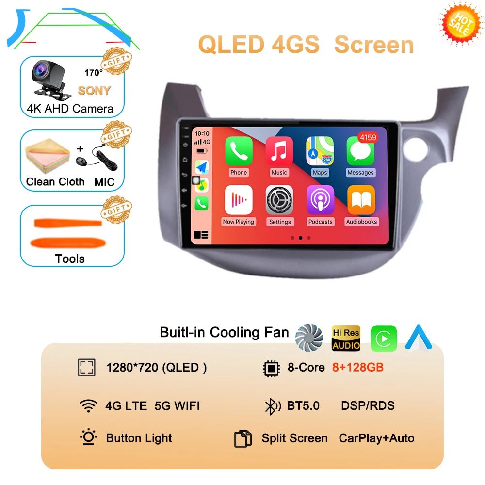 Car Radio Android 16 For Honda Jazz Fit 2007-2013 RHD Stereo Multimedia Video Player Carplay Auto GPS Navigation 2din Head Unit