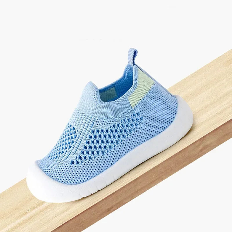 Breathable Knit Mesh Walking Shoes for Kids Spring Summer Soft Sole Anti-Collision Unisex Pastel Casual Sneakers Toddlers 1-3Y