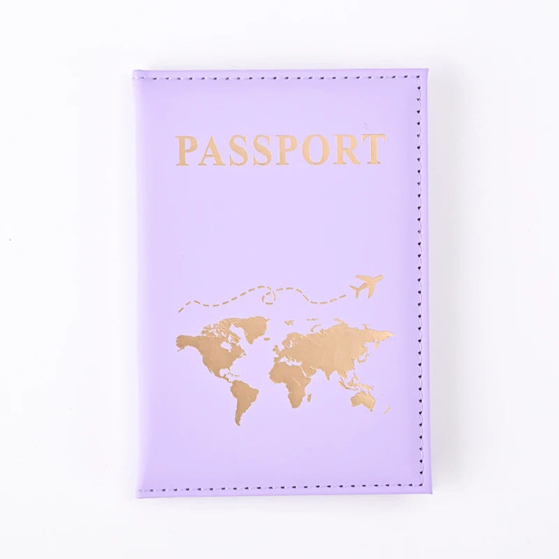 Fashion Passport Protective Cover World Pattern Travel Passport Holder Wallet Gift PU Leather Card Case Cover Unisex Storage Bag