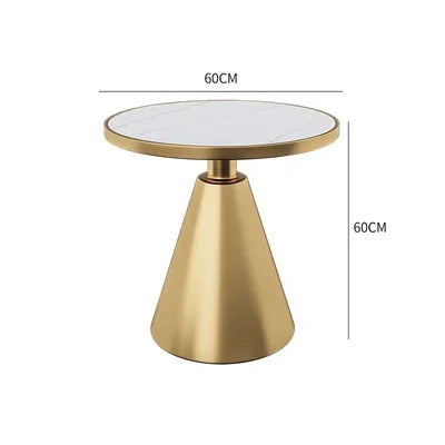 Luxury Round Side Table with Marble Top and Metal Base Modern End Table for Small Space Living Room Bedroom Hotel Use