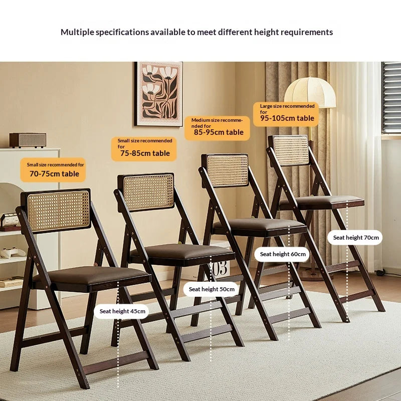 Foldable Wooden Bar Stool High Counter Stool Rattan Back Modern Minimalist Kitchen Island Breakfast Bar Dining Room Furniture