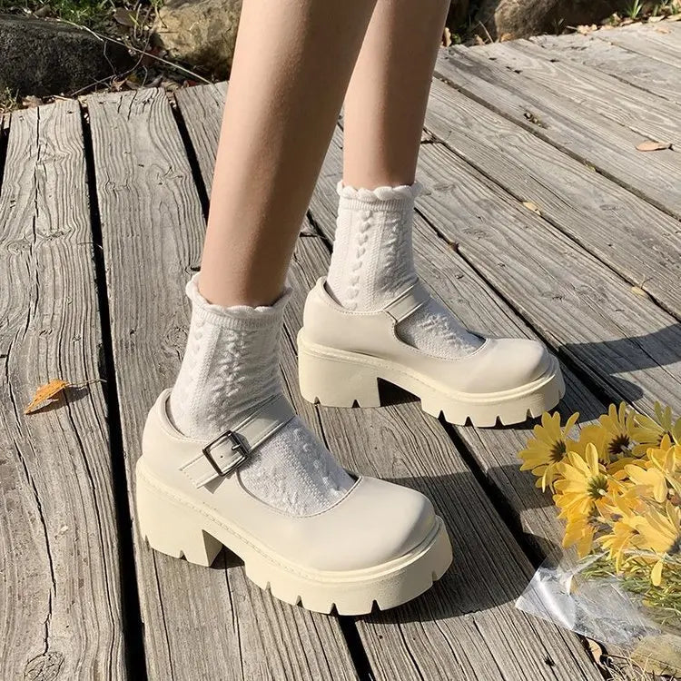 2025 Summer New School Girl JK Loafer Pumps Platform Shoes Japanese Style Lolita Y2K Kawaii Jirai Kei Fashion