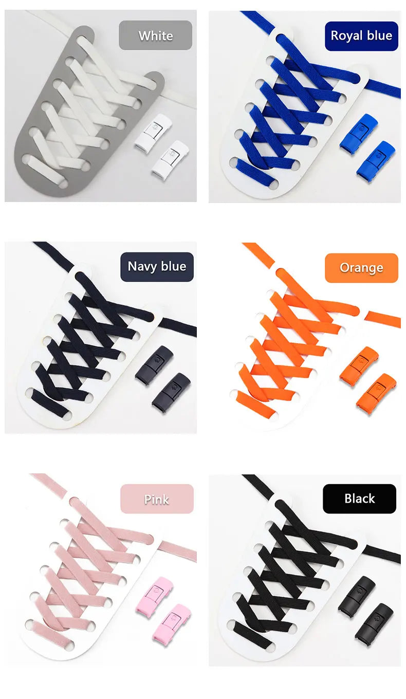 Press Lock Shoelaces Without ties Colorful Lock Elastic Laces Sneakers Kids Adult Flats No Tie Shoe laces for Shoes Accessories