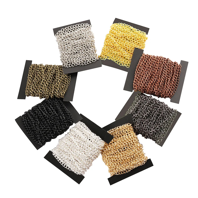 2 Meter Flat 2.5/3.5/4.5mm Extension Thin Chain Metal Chain DIY Necklace Body Chain Jewelry Making Chain Accessories