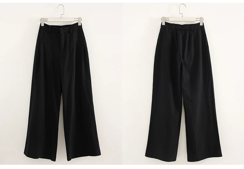 Summer White Pants For Women Cotton Formal High Waist Wide Leg Trousers Ladies Elegant Summer Women's Pants Straight Leg Office