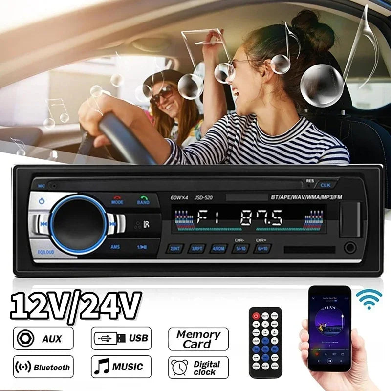 Car MP3 Player Stereo 12/24V 60W Bluetooth Audio Radio Car Truck Usb Bluetooth Handsfree Call Car USB Card Insert MP3 Radio Kit