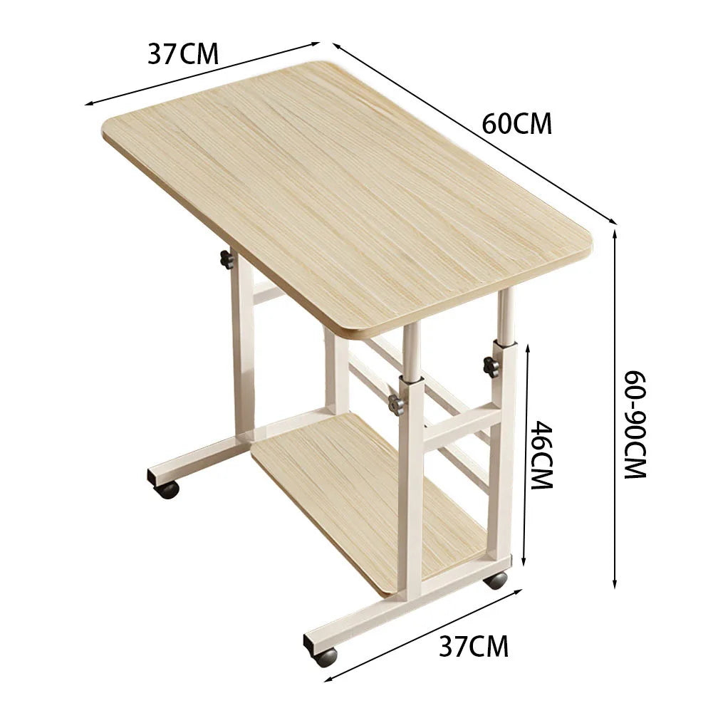 Bedroom Dormitory Movable Bedside Laptop Table Height Adjustable Bedside Table With Wheels Desk Tray Table