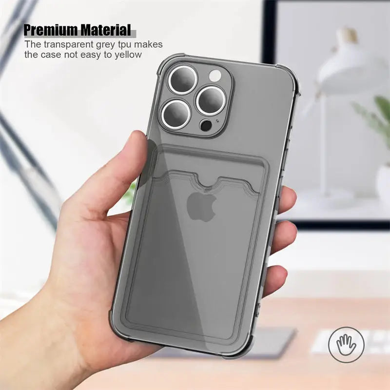 Note13 Card Slot Holder Bag Case On For Xiaomi Redmi Note 13 12 11 Pro 10 12s 11s 10s 9 Mi 12T 13T Poco X6 X5 X3 NFC Clear Cover