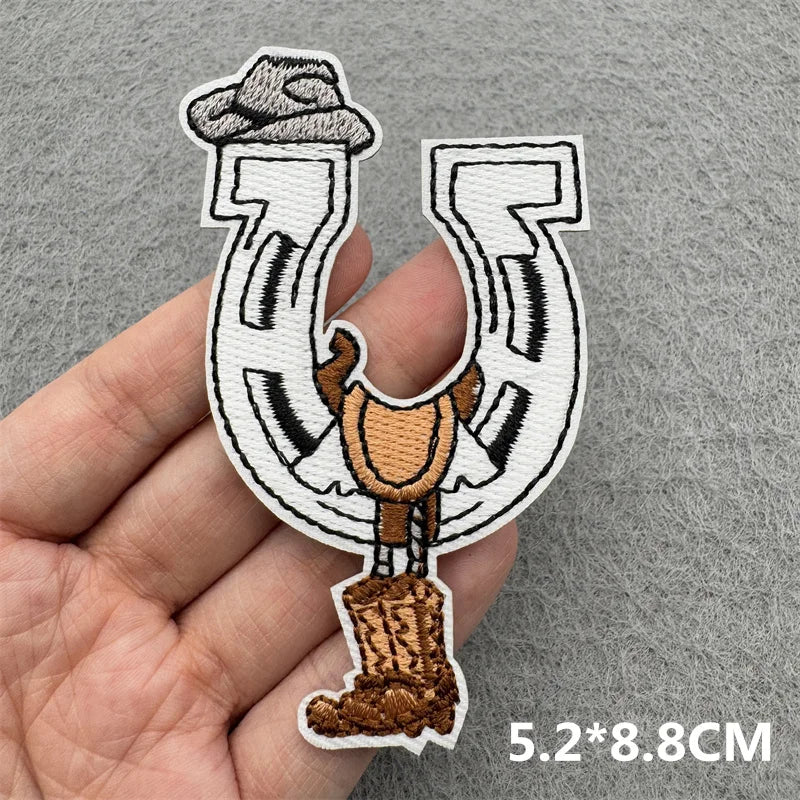 Western Cowboy Embroidered Patches DIY Boots Horse Patch For Clothing Iron On Patches Jackets Backpack Hats Sew Badges Patches