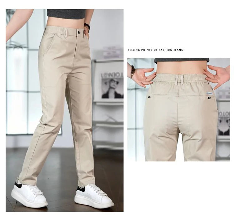 2026 Men's Ice Silk Straight Leg Thin Breathable Casual Pants Summer Business Long Trousers Fashionable Versatile Lightweight