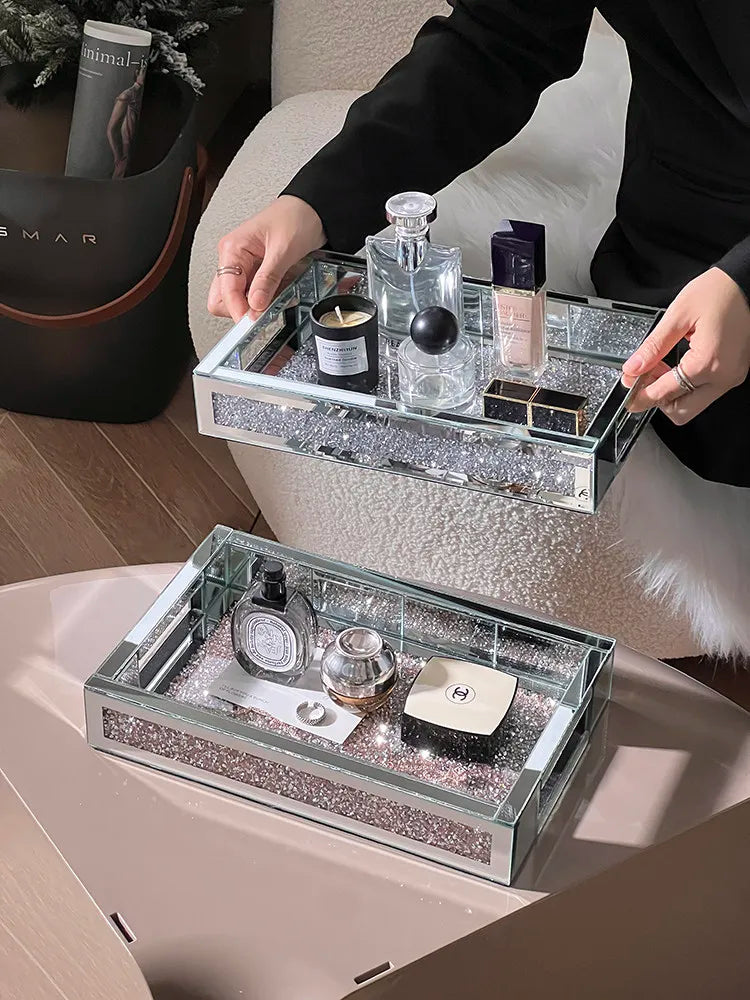 Luxury-inspired desktop skincare organizer, vanity perfume tray, and key holder