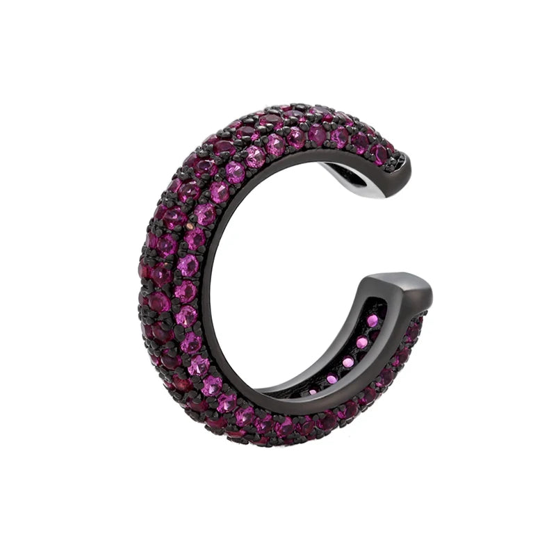 1 Piece Ear Clip on Earring Cuff Rainbow CZ Gold Silver Color Earing Jewelry Aretes Non Pierced Blue Black Clear Clipping